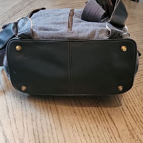 Studded leather Trim Backpack Handbag Gray gold Isabella Fiore - Picture 4 of 11